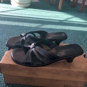 Black leather sandals